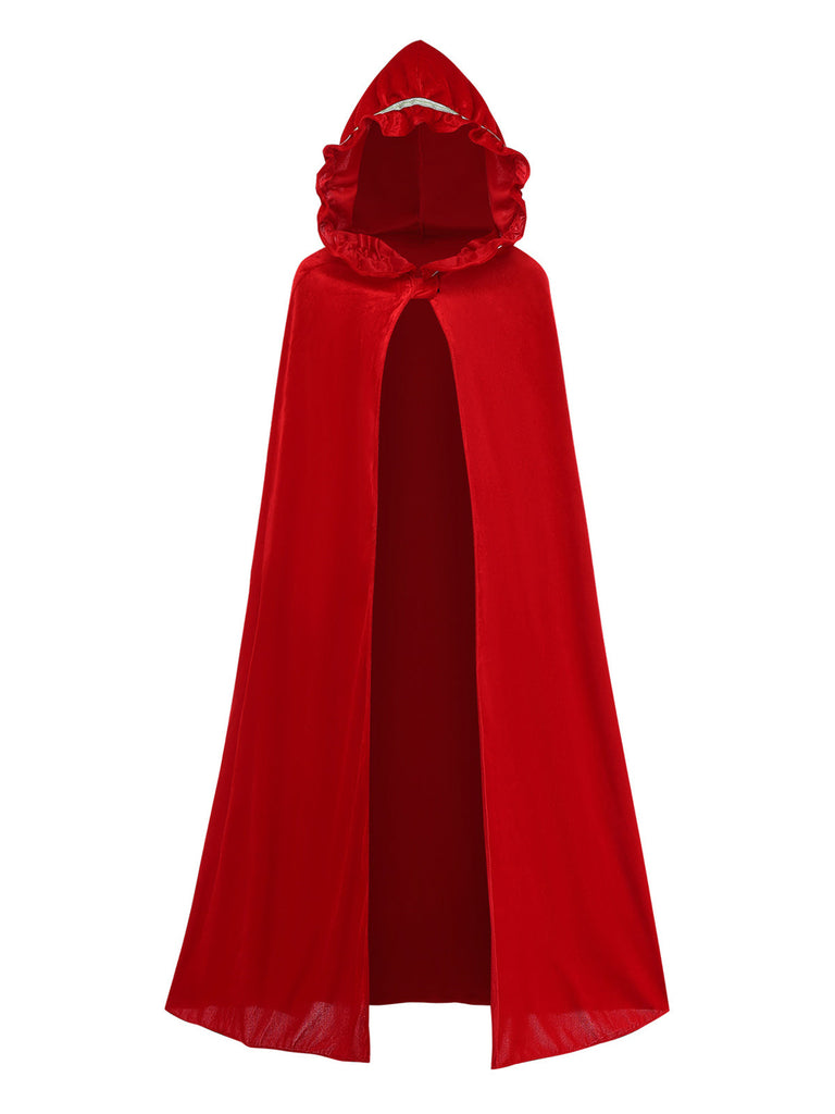 Robe costume florale du Petit Chaperon rouge à manches bouffantes avec cape Années 1940