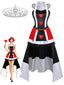 2PCS Ensemble de costume cosplay Reine de Cœur version noire années 1930