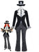 Ensemble costume cosplay Halloween 5PCS noir à rayures et coupe évasée Années 1940