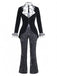 Ensemble costume cosplay Halloween 5PCS noir à rayures et coupe évasée Années 1940