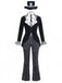 Ensemble costume cosplay Halloween 5PCS noir à rayures et coupe évasée Années 1940