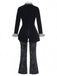 Ensemble costume cosplay Halloween 5PCS noir à rayures et coupe évasée Années 1940