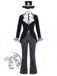 Ensemble costume cosplay Halloween 5PCS noir à rayures et coupe évasée Années 1940