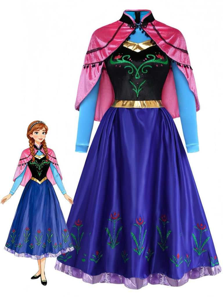 Robe Princess Halloween Cosplay avec Cape Années 1940