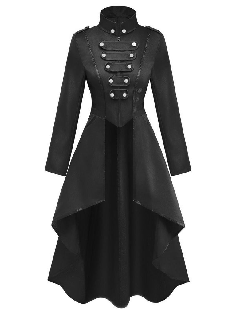 Veste smoking médiévale à col montant et ourlet asymétrique années 1940