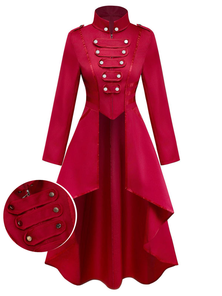 Veste smoking médiévale à col montant et ourlet asymétrique années 1940