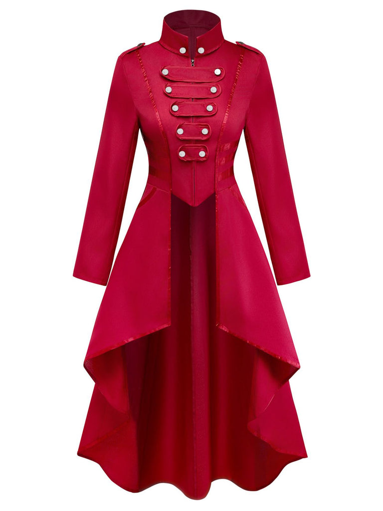 Veste smoking médiévale à col montant et ourlet asymétrique années 1940