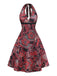 Robe Rouge Cachemire Dos Nu Ligne A Années 1970 2