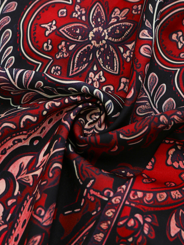 Robe Rouge Cachemire Dos Nu Ligne A Années 1970 5