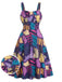 Robe en A Violette Patchwork Gothique Halloween Années 1950
