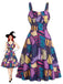 Robe en A Violette Patchwork Gothique Halloween Années 1950