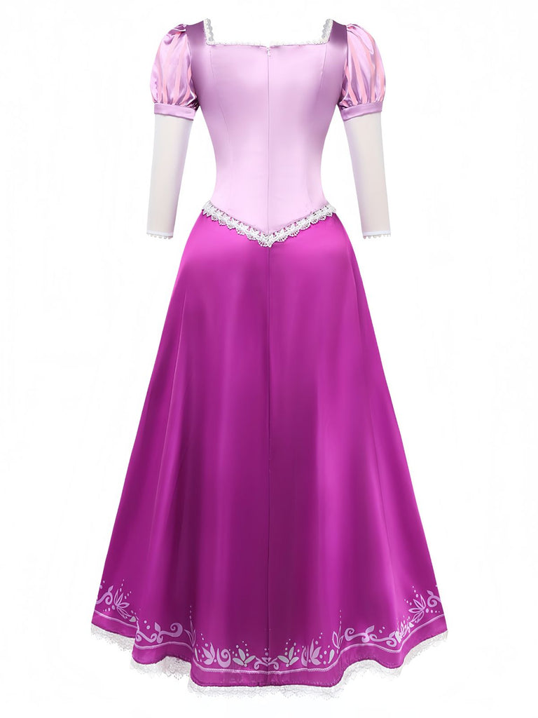 Robe costume de princesse de conte de fées violette à manches bouffantes années 1940