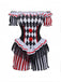 Halloween Noir Blanc Harlequin Clown Ensemble Costume Années 1950