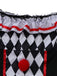Halloween Noir Blanc Harlequin Clown Ensemble Costume Années 1950
