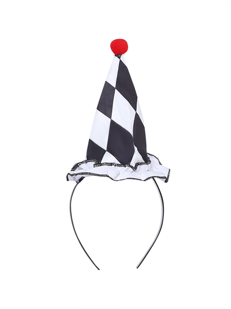 Halloween Noir Blanc Harlequin Clown Ensemble Costume Années 1950