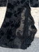 Robe Gothique Florale à Épaules Dénudées avec Fente en Tulle Noir Années 1930