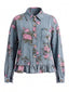 Veste Bleu Floral Denim Volant Années 1950