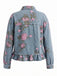 Veste Bleu Floral Denim Volant Ourlet Années 1950 2