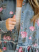 Veste Bleu Floral Denim Volant Ourlet Années 1950 4