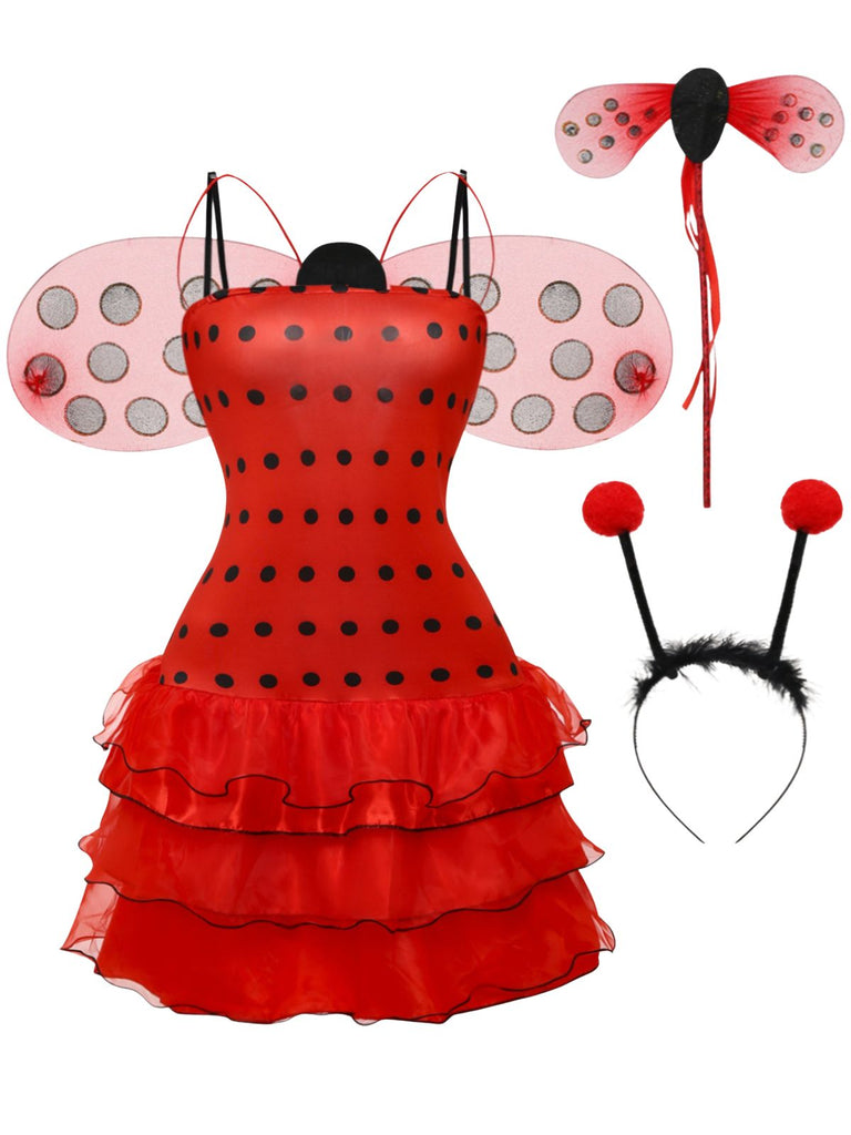 Set Robe Costume Coccinelle Halloween Rouge Années 1950