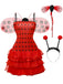Set Robe Costume Coccinelle Halloween Rouge Années 1950