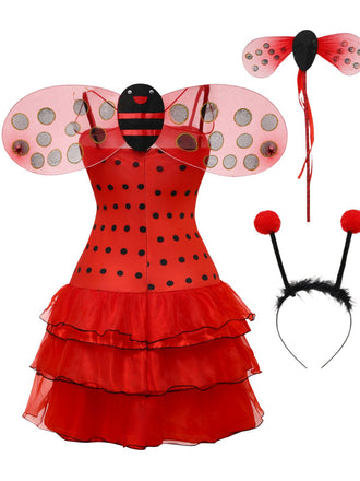 Set Robe Costume Coccinelle Halloween Rouge Années 1950