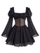 Robe Halloween Col Carré Flare Manches Ceinturé Umbrella Années 1950 6