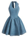 Robe Bleu Dos Nu Nœud Denim Années 1950 2