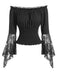 Haut smocké épaules dénudées et manches évasées dentelle années 50