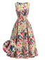 Robe Midi À Fleurs Aquarelle Sans Manches Années 1940