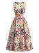 Robe Watercolor Floral Sans Manches Midi Années 1940 2