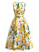 Robe Watercolor Floral Sans Manches Midi Années 1940 8