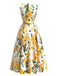 Robe Watercolor Floral Sans Manches Midi Années 1940 9