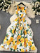 Robe Watercolor Floral Sans Manches Midi Années 1940 10