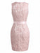Robe Rose Jacquard Imprimé Nœud Sans Manches Crayon Années 1960 3