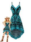 Robe caraco bohème asymétrique finitions franges années 70