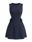 Robe trapèze sans manches bleu marine rayures lien la taille années 60