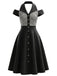 [Prévente] Robe Noir et Blanc Vichy à Carreaux Halter Cold Shoulder Années 1950