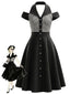 [Prévente] Robe Noir et Blanc Vichy Col Licou Années 1950