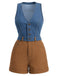 [Prévente] Combishort Bicolore Faux Denim Col V Boutonné Années 1970 3