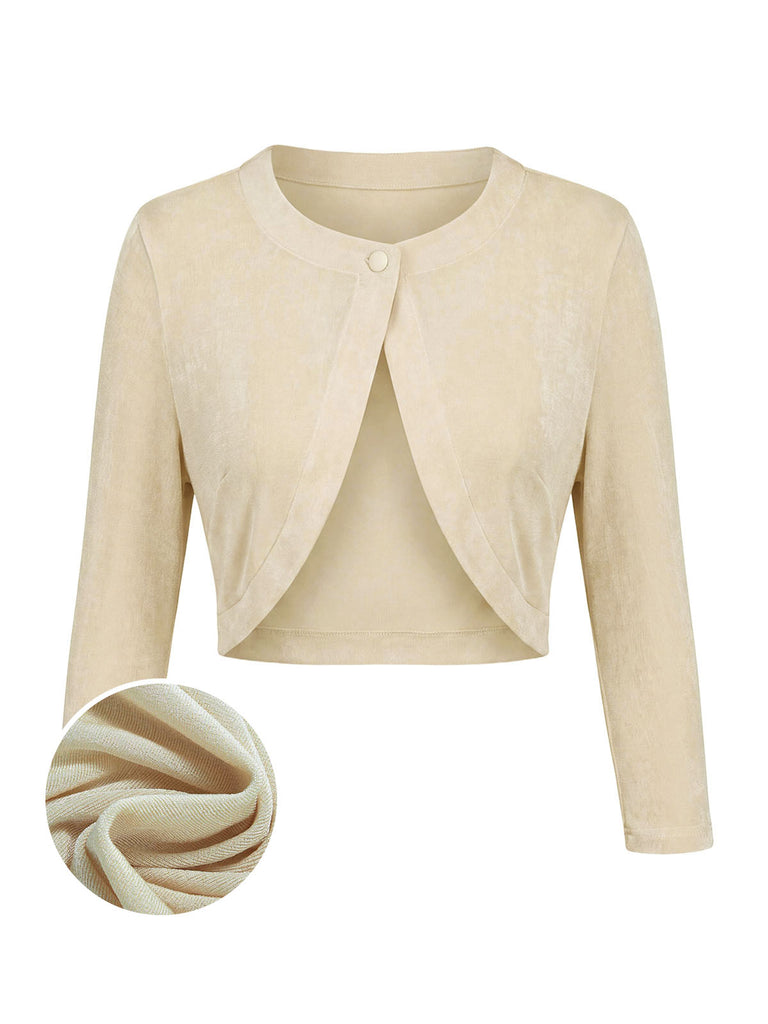[Prévente] Veste Crème Cropped Manches Longues Boléro Cardigan Années 1940