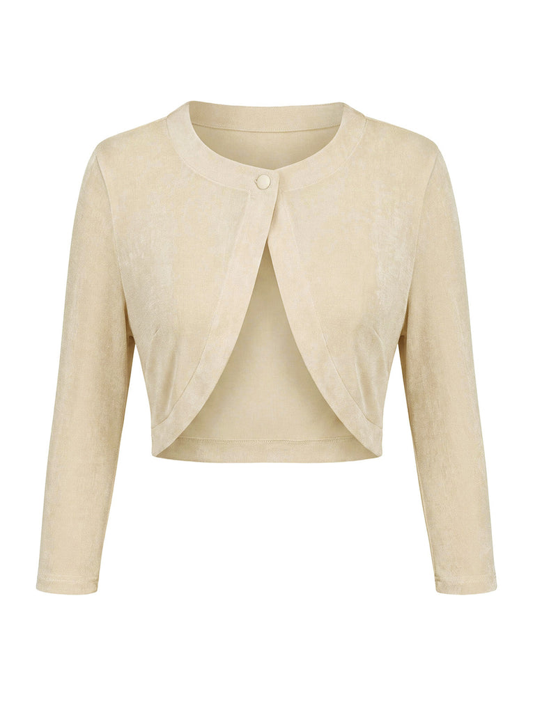 [Prévente] Veste Crème Cropped Manches Longues Boléro Cardigan Années 1940