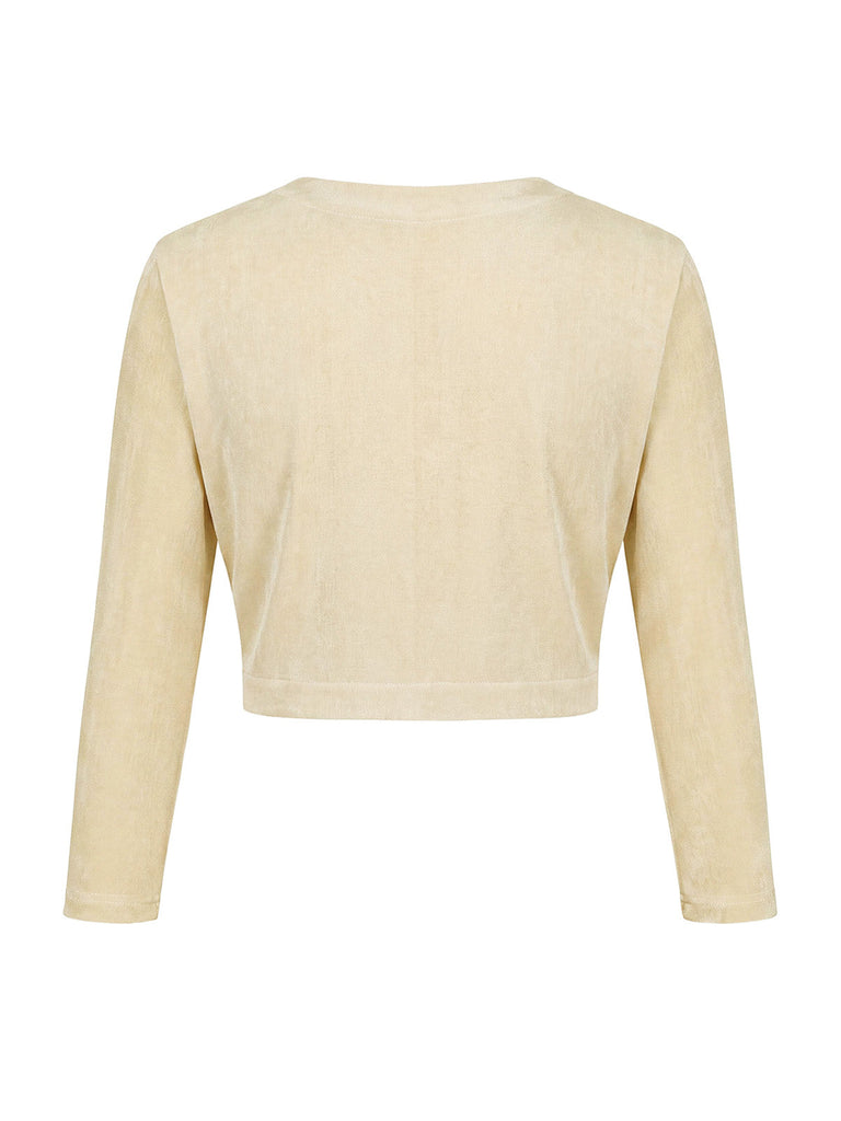 [Prévente] Veste Crème Cropped Manches Longues Boléro Cardigan Années 1940
