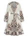 Robe Boho à Imprimé Paisley Col V et Manches Lanternes Années 1970