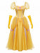 Robe Jaune Princess Rose Nœud Manches Bouffantes Ensemble Années 1970
