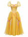 Robe Jaune Princess Rose Nœud Manches Bouffantes Ensemble Années 1970