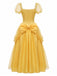 Robe Jaune Princess Rose Nœud Manches Bouffantes Ensemble Années 1970