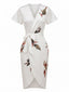 Robe Portefeuille Imprimé Feuilles Blanc Années 1960