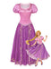 Robe costume féerique rose-violet à laçage et manches bouffantes Années 1950