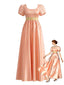 Robe Satin Col Carré Taille Empire Années 1930